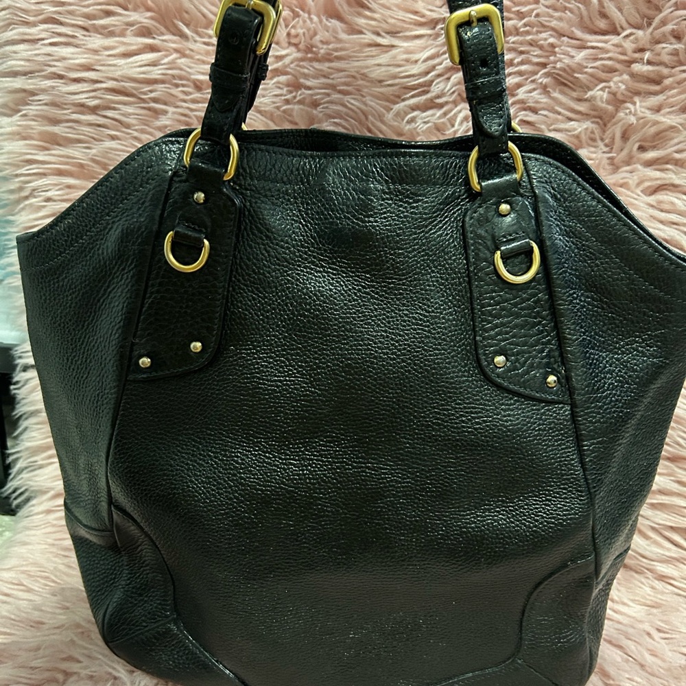Prada Black Leather Tote with Gold Accents - Picture 4 of 16